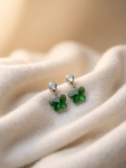 light green  butterfly ad earrings