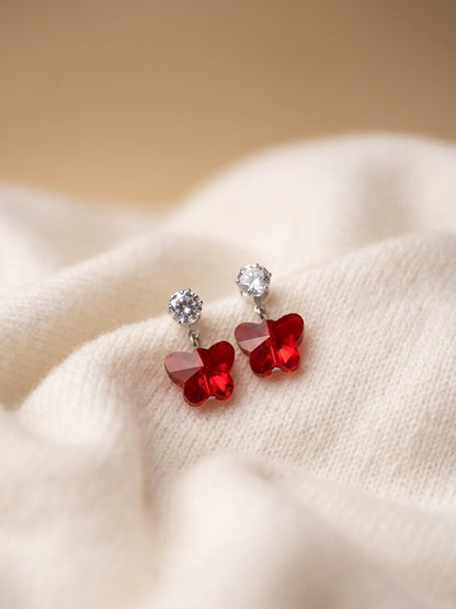 red butterfly ad earrings