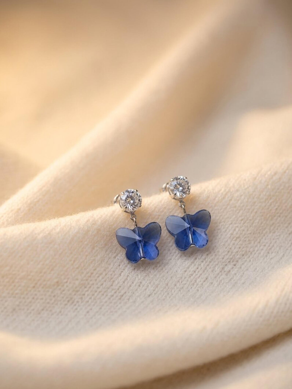 Blue butterfly earrings