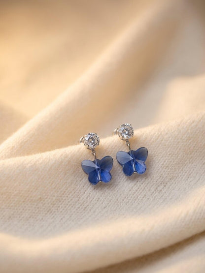 Blue butterfly earrings