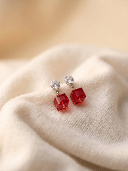 red square ad earrings