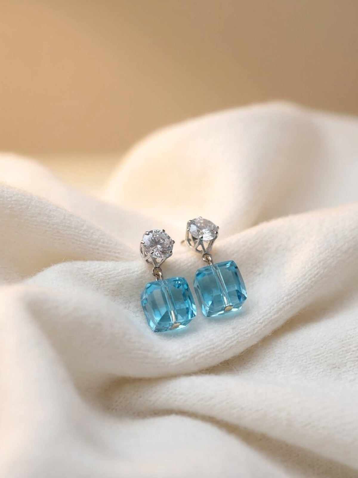 sky blue square ad earrings