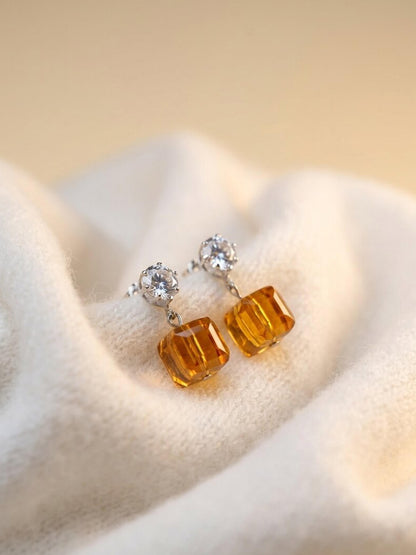 oranage square ad earrings
