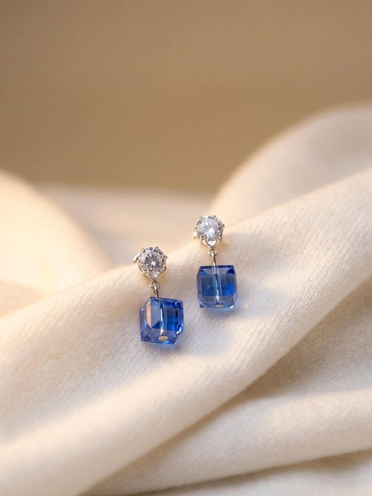 blue square ad earrings