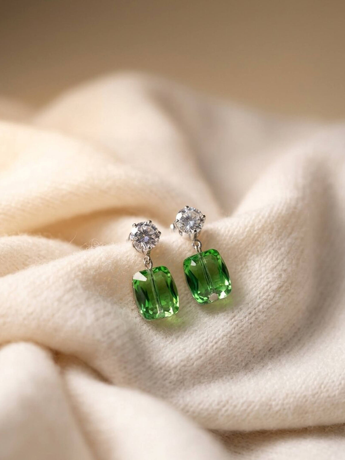 green square ad earrings