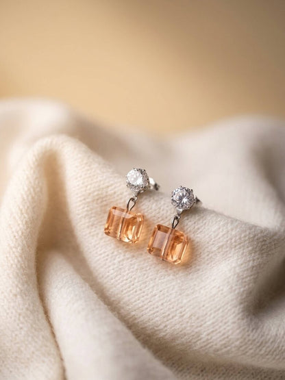 light orange square ad earrings