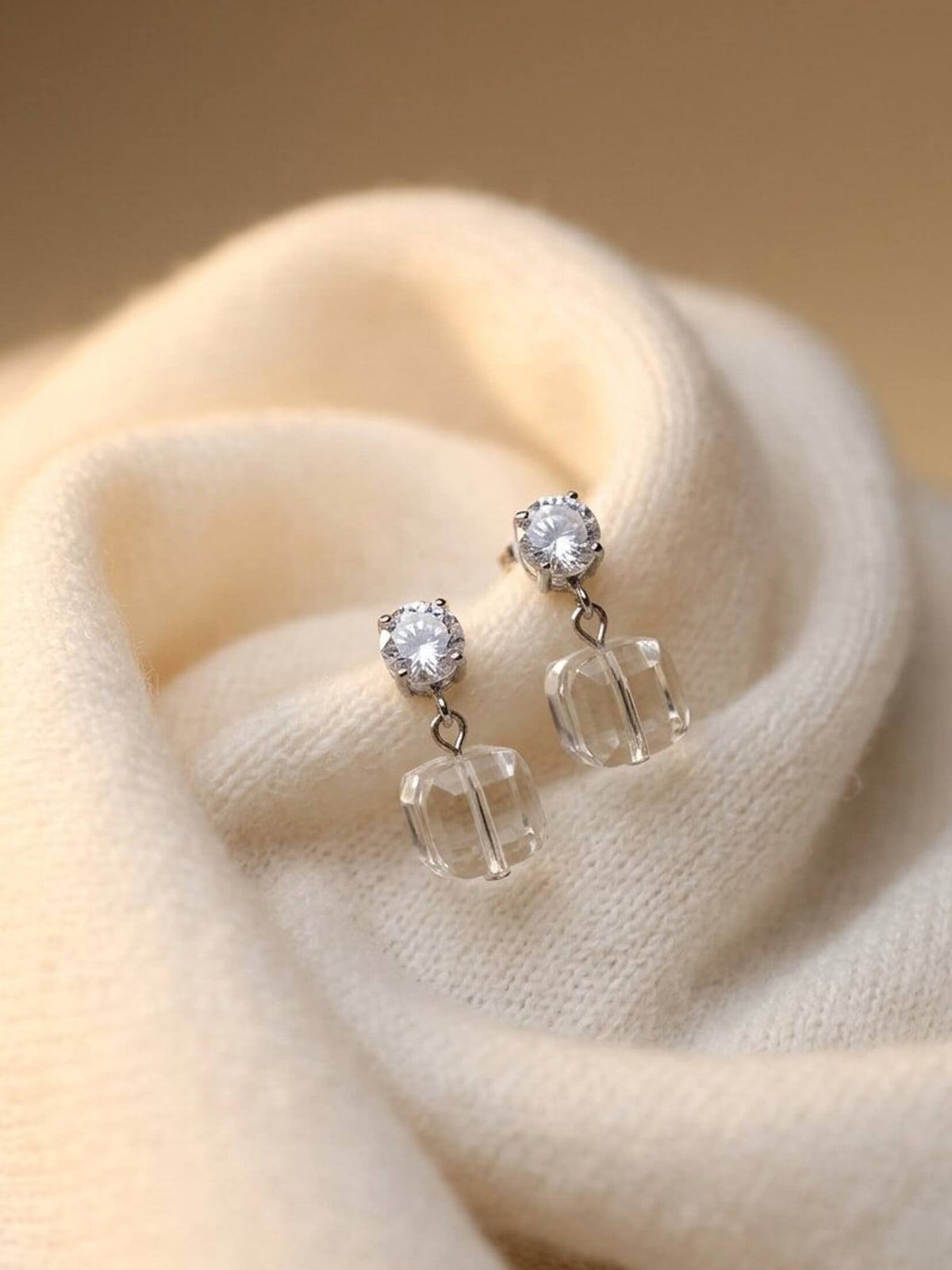 white square ad earrings